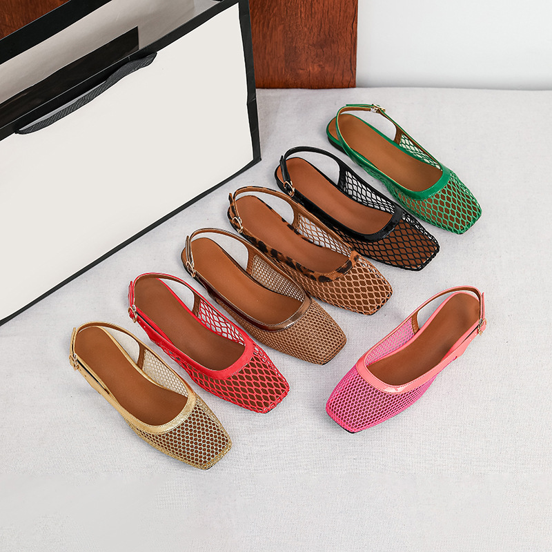 Women Bags And Shoes - Sandálias de malha com bico quadrado,