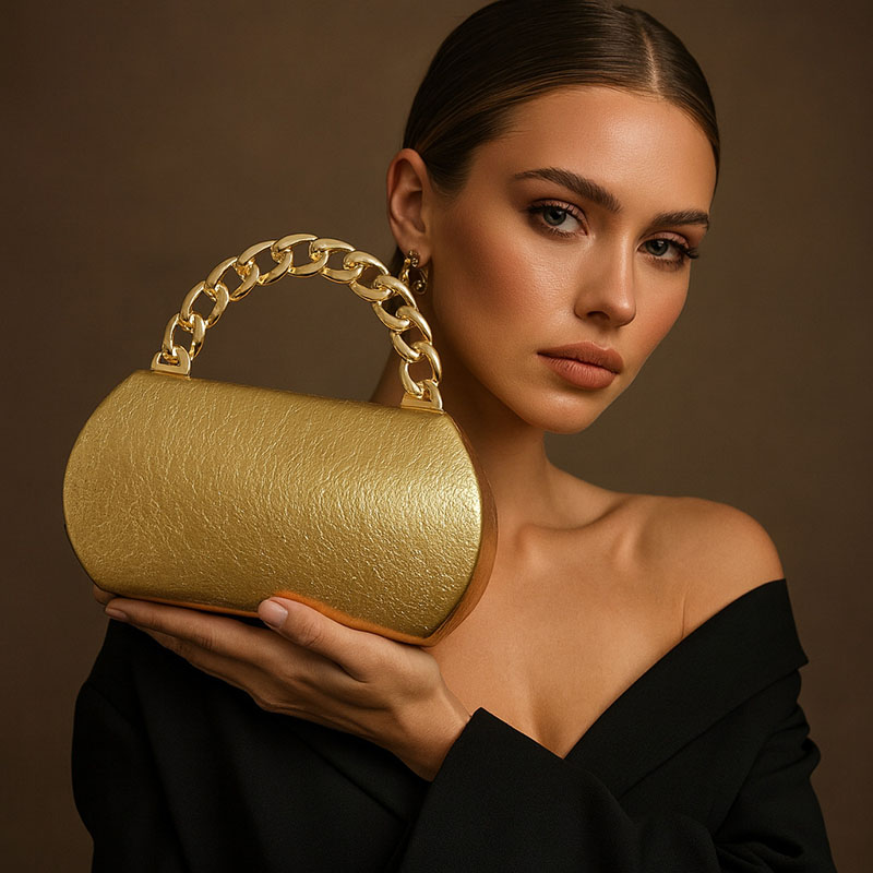 Women Bags Gold - Luxo ouro metal fivela caixa embreagem