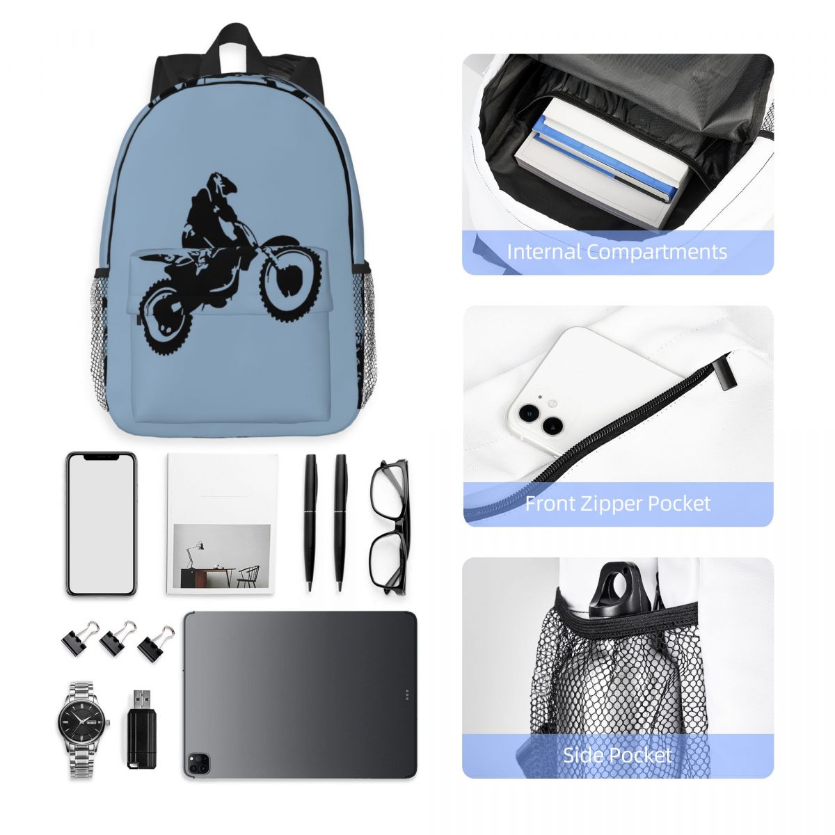 Women Bags Vector - Mochila Moto X Dirt Bike Monotone