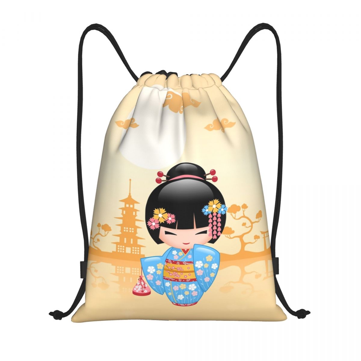 Women Bags Vector - Japonês maiko kokeshi boneca cordão mochila