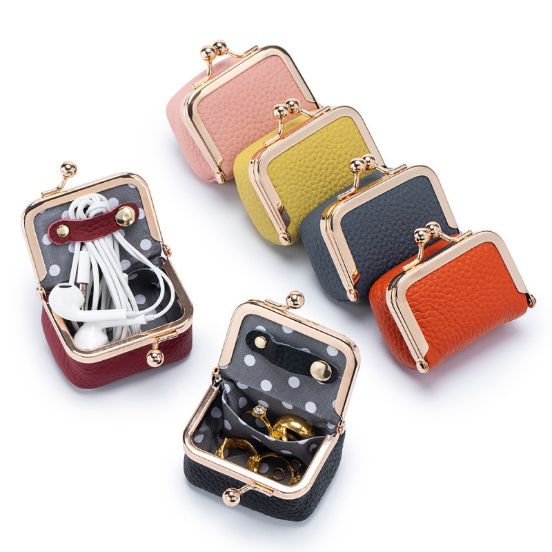 Women Bags Gold - Mini Bolsa de Moedas de Couro
