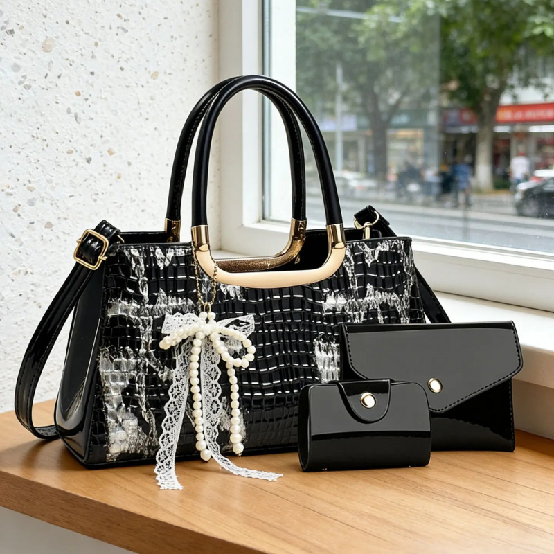 Women Bags Leather - Conjunto de Bolsas Femininas, Clutch de