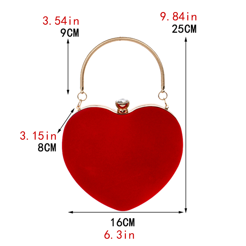 Embreagem de coração vermelho  - Women Bags Gold avaliação e preço