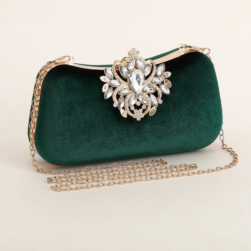 Bolsa Clutch de Veludo Verde E - Women Bags Gold avaliação e preço