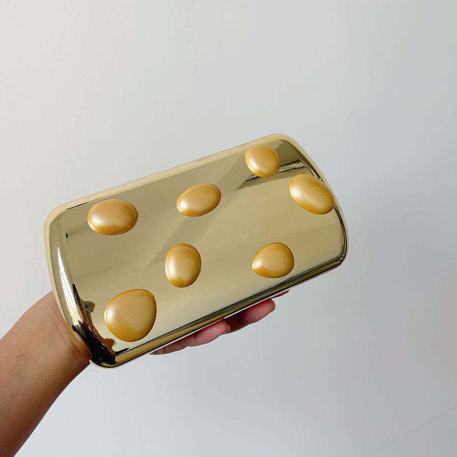 Ouro couro do plutônio caixa d - Women Bags Gold avaliação e preço