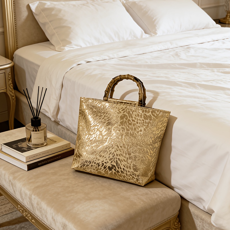 Bolsa tote feminina em jacquar - Women Bags Gold avaliação e preço