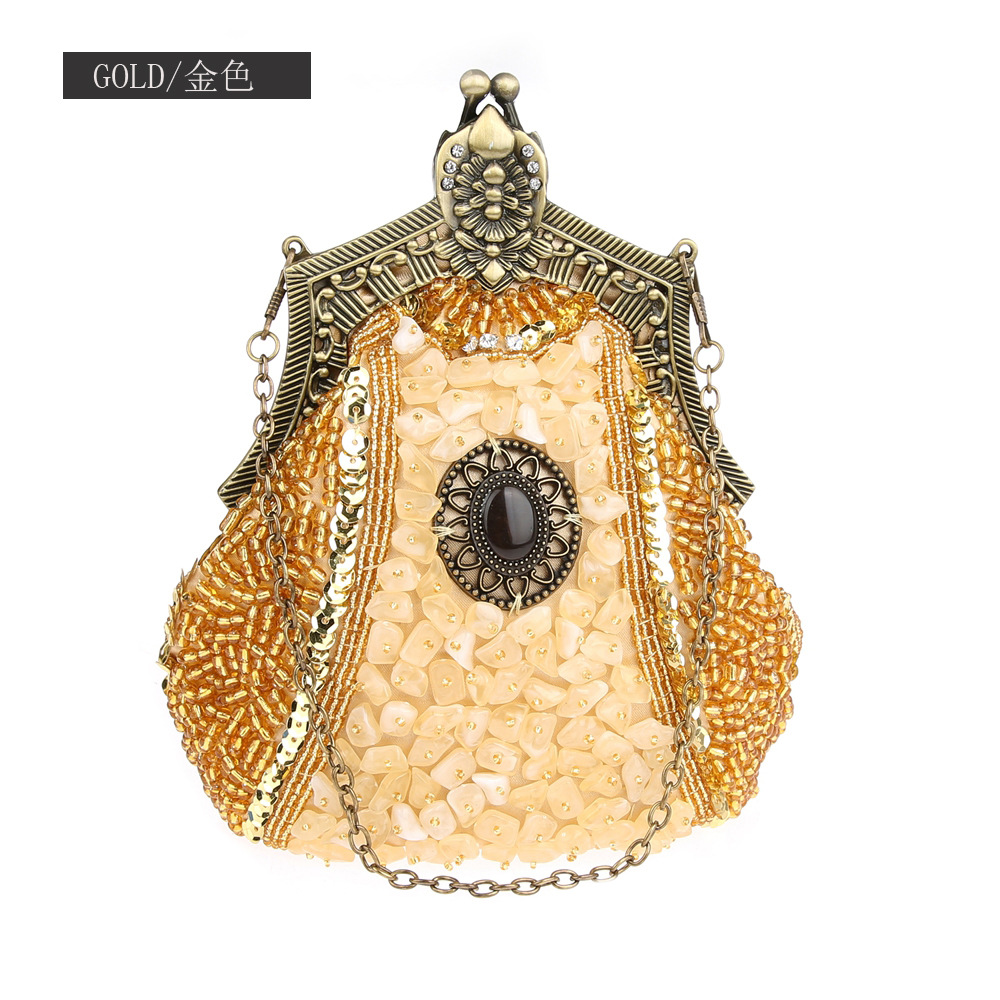 Clutch frisada de lantejoulas  - Women Bags Gold avaliação e preço
