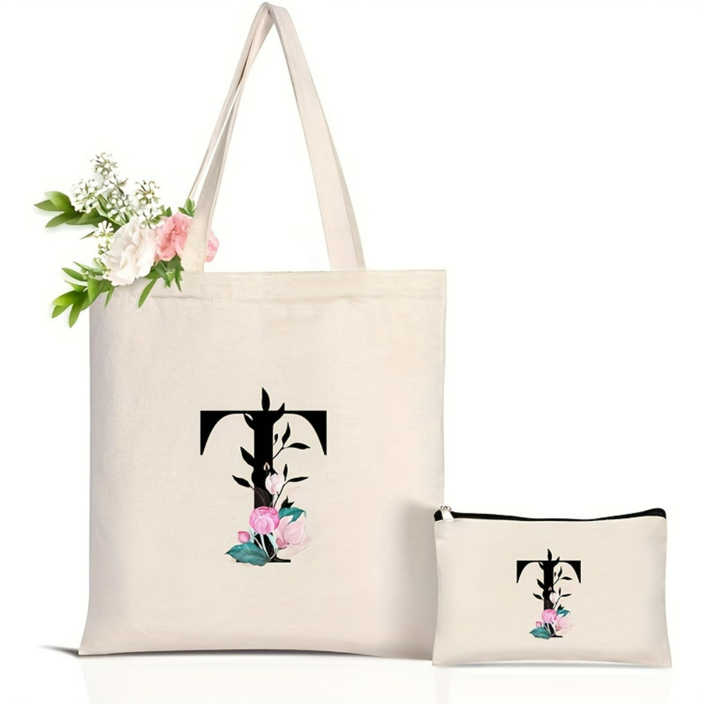 Elegante floral alfabeto sacol - Shopper Tote Canvas avaliação e preço